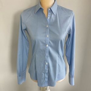 Brooks Brothers blue button down no-iron blouse size 2